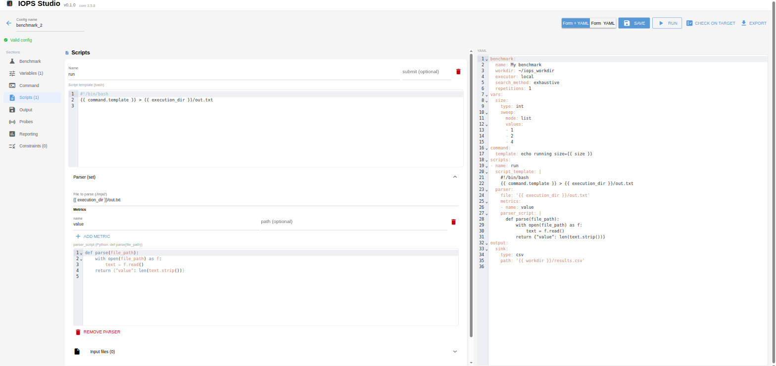 Script and parser editors